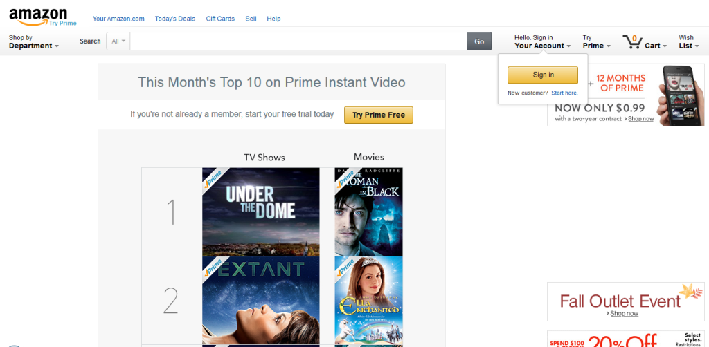 Amazon Front Page