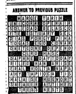 Early NYT Crossword Solution
