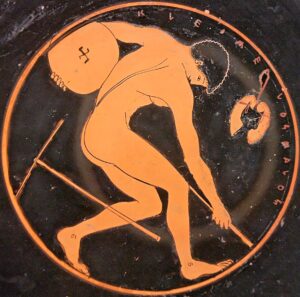 Depiction of an ancient Greek discus thrower.